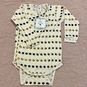 Kate Quinn Cream and Black Polka Dot Kids One Piece